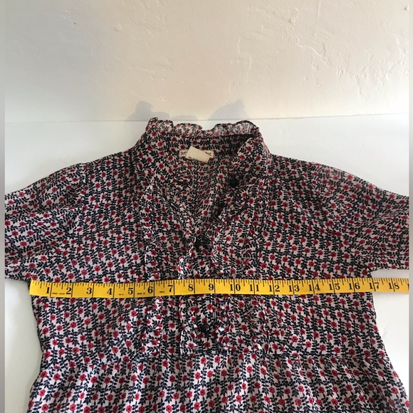 Forever Blouse Women's Size Smal Sheer Floral Long Sleeve Back Tie Blouse - Picture 6 of 9